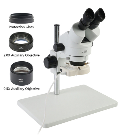 Binocular con Zoom continuo, microscopio estéreo con luz LED para reparación de soldadura de placa base de teléfono, 3.5X-90X ► Foto 1/6