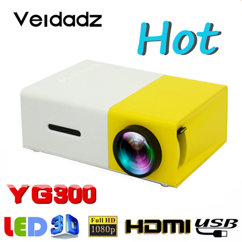 Micro proyector LED VEIDADZ YG300 admite reproducción HD de 1080P, reproductor multimedia portátil con HDMI, USB, 320x240 píxeles ► Foto 1/6