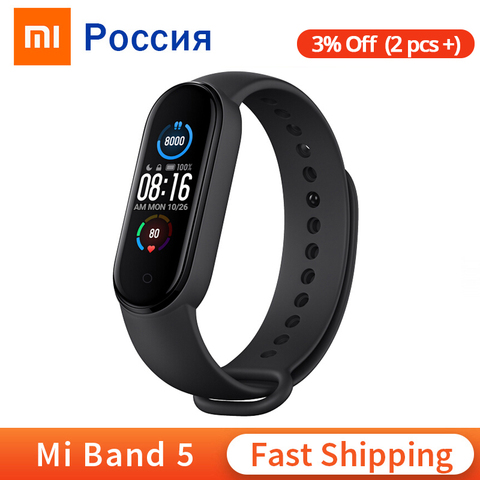 Reloj inteligente Xiaomi Mi Band 5, pulsera inteligente deportiva Mi Band 5 con pantalla táctil a Color y control del ritmo cardíaco, batería de 125mAh y Bluetooth 5,0 ► Foto 1/6