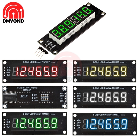 Pantalla Digital LED de 6 dígitos para Arduino VCC GND DIO CLK 5V, tubo de pantalla de 0,36 pulgadas, módulo de 7 segmentos Decimal, reloj de puntos dobles, nuevo, TM1637 ► Foto 1/6