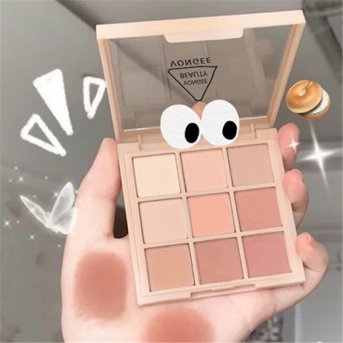 Paleta de sombra de ojos para todo mate, 9 colores, imprimación de sombra de ojos, brillo impermeable, pigmento de ojos Nude mate, polvo de sombra de ojos brillante ► Foto 1/6