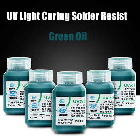 Máscara de Soldadura Curable UV verde, 100g, BGA, PCB, pintura, previene el Arcing Corrosivo para placa de circuito PCB SMD, flujos de soldadura ► Foto 1/6