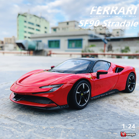 Bburago 1:24 Ferrari SF90 Stradale coche modelo Die-casting Metal modelo niños juguete novio regalo colección de coches de aleación simulada ► Foto 1/6