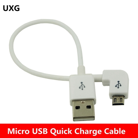 90 grados corto micro USB Cable 2A 90 esquina carga rápida USB a microusb ángulo cargador sincronización de datos de carga rápida cable 20 cm ► Foto 1/4