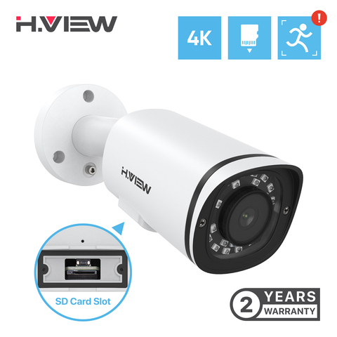 H.View-cámara ip 4K Poe H.265, 8MP, ranura para tarjeta SD, Audio para exteriores, detección humana, videovigilancia de seguridad para NVR Poe Onvif ► Foto 1/6