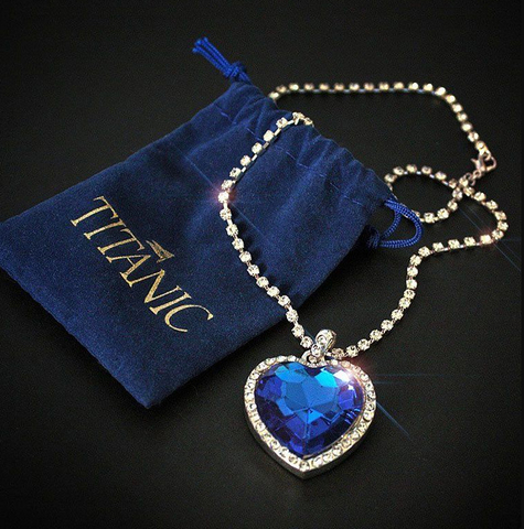 Colgante collar con corazón de Titanic de OCéANO AZUL corazón amor para siempre + bolsa de terciopelo ► Foto 1/6