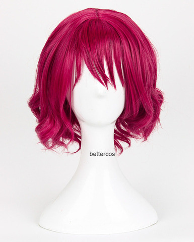 Akatsuki-Peluca de cabello sintético no Yona, pelo corto de color rosa y Rojo rizado resistente al calor + gorro de peluca ► Foto 1/6