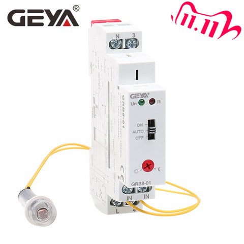 Geya-Grb801 interruptor fotoeléctrico con apagado automático, relé de sensor de luz con temporizador, ac110v, 240v, riel din, envío gratis ► Foto 1/6