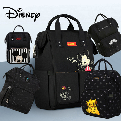 Bolsa de pañales Disney, mochila para mamás, bolsa de maternidad para el cuidado del bebé, bolsa de pañales, cochecito de viaje, calefacción USB, envío gratis, 1Piar ganchos ► Foto 1/6