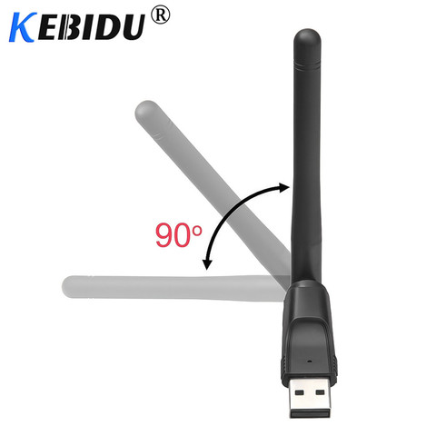 Kebidu 150M USB 2,0 WiFi tarjeta de red inalámbrica de 802,11 b/g/n LAN adaptador de antena para PC portátil Win 7 8 10 Mac IOS, Android y Linux ► Foto 1/6