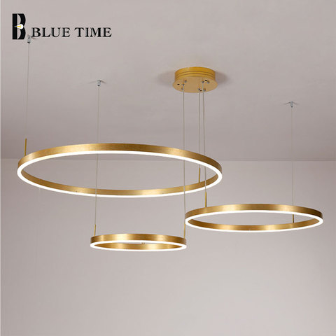 Anillos de aluminio modernos de 100CM, iluminación Led de araña para sala de Estar, comedor, dormitorio, lámpara colgante, Lustre, candelabro de interior ► Foto 1/6