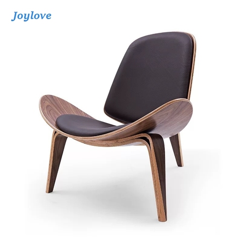 JOYOLOVE-Silla de concha de tres patas, silla moderna de tela para tapicería de sala de estar ► Foto 1/6