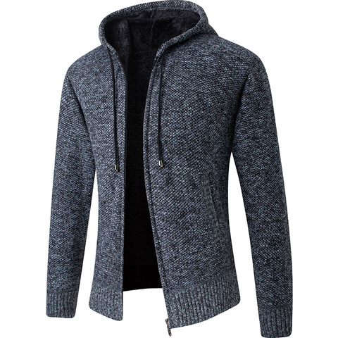 2022 nuevo Cardigan con capucha para hombre Collar de lana suéteres calientes de los hombres sudaderas con capucha chaqueta gruesa totalmente Lisa Cardigan Hombre Abrigos ► Foto 1/6