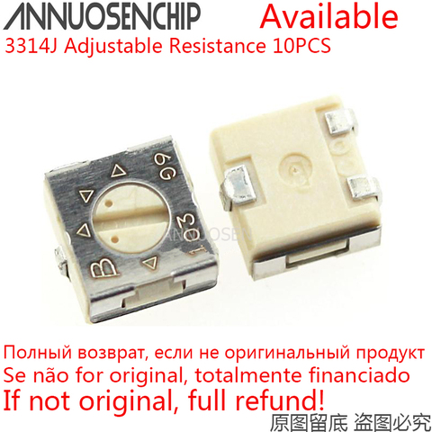 10 Uds. De potenciómetro de resistencia ajustable 3314J 100R 200R 500R 1K 2K 5K 10K 20K 50K 100K 200K 500K 1M ohm 3314J-1 5X5 5*5 102 ► Foto 1/1