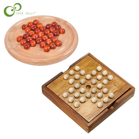 14cm clásico Peg Solitaire Solo Noble Puzzle rompecabezas IQ mente rompecabezas juego de madera juguetes para los niños y adultos ZXH ► Foto 1/5