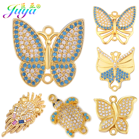 Juya-accesorios artesanales para la fabricación de pulseras y pendientes, conectores de abalorio de mariposa de oro/rosa, DIY ► Foto 1/6