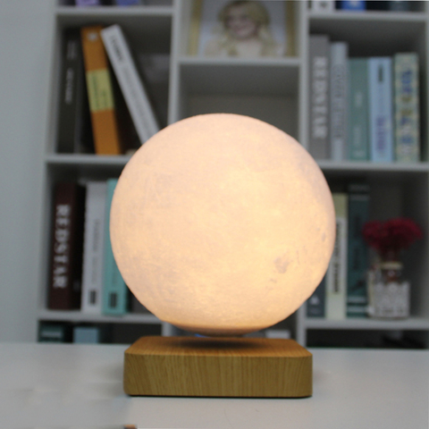 Nuevo diseño 18CM creativo 3D levitación magnética Led de Luna lámpara flotante casa decoración regalo Luna lámpara de noche de luz giratoria ► Foto 1/6