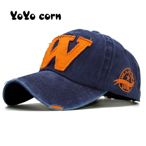 YOYOCORN-gorra de béisbol Retro lavada, sombrero ajustable con Cierre trasero, informal, con letras, color negro ► Foto 1/6