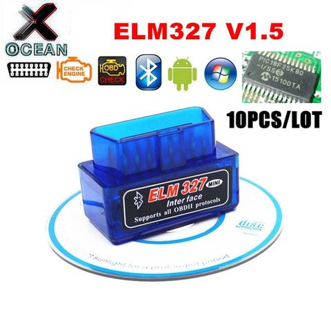 Escáner de códigos para coche ELM327 Super Mini V1.5, Bluetooth, ELM 327, versión 1,5, OBD2, para Android, FW, V1.5, SW, V2.1, diagnóstico, 10 Uds. ► Foto 1/6