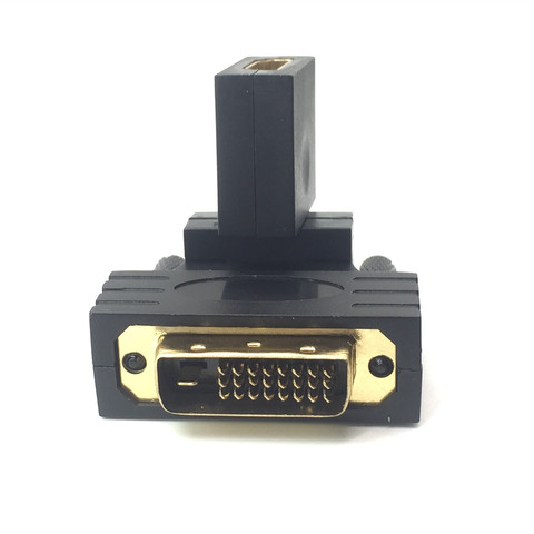 Adaptador DVI a HDMI de 360 grados, convertidor de conector en ángulo para proyector HD, compatible con DVI-D 24 + 1 macho a HDTV hembra ► Foto 1/3