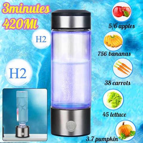 Taza generadora de hidrógeno con filtro de agua, máquina alcalina de 3 minutos, 420ML, ionizador portátil de agua rica en hidrógeno, electrólisis pura H2 ► Foto 1/6