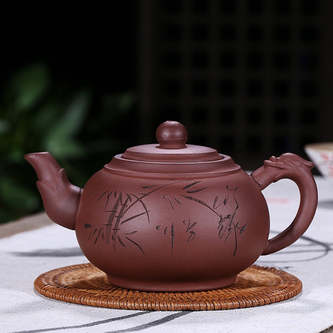Yixing-TETERA de arcilla púrpura hecha a mano, forma única, cazuela púrpura para el hogar, juego de té de dhongpao Tieguanyin, 450ml ► Foto 1/5