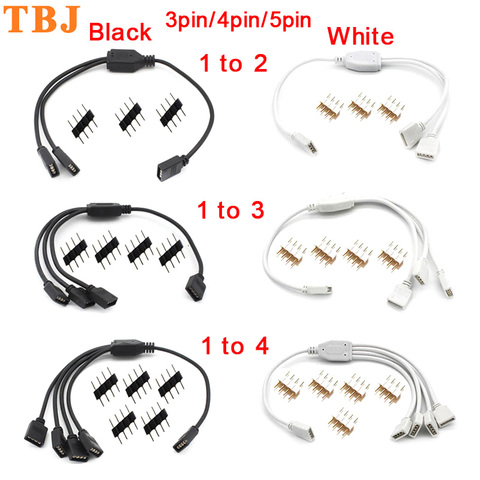 4 Pin 5 Pin RGB Led conector de Cable de 1 a 2/1 a 3/1 a 4 RGB RGBW 4Pin 5Pin Cable divisor para 3528 de 5050 LED de luz de tira ► Foto 1/6