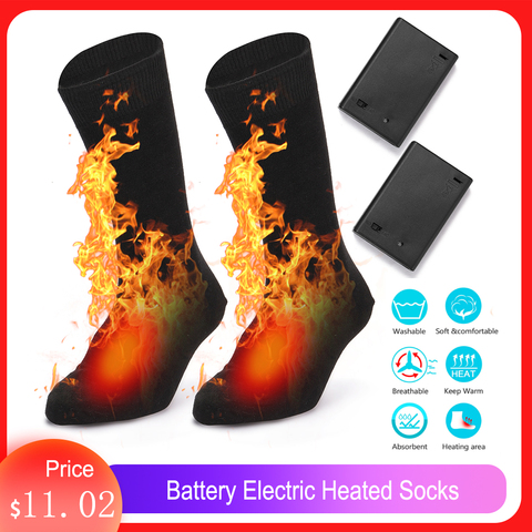 Calcetines térmicos eléctricos para hombre y mujer, medias con batería y calefacción para el frío, Camping, senderismo, motocicleta, cálidos para invierno ► Foto 1/6