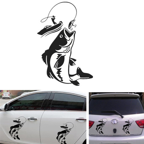 12,3 cm * 17,1 cm interesante pescador pescando Hobby Fish Boat Car Stickers vinilo calcomanía Practucal para la motocicleta del coche ► Foto 1/6