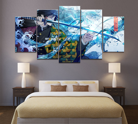 Decoración atística de pared pintura de 5 paneles de imagen HD Japón Anime chico foto Tomioka Giyuu cazadora de cartel de animación ► Foto 1/6