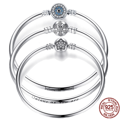 BISAER de plata de ley 925 Pulseira brazaletes copo de nieve 925 corazón de cadena de serpiente broche de mujer pulsera de plata para la joyería de las mujeres ► Foto 1/6