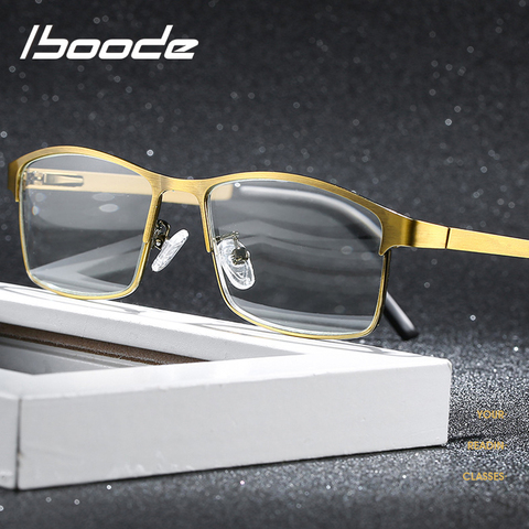 Iboode-gafas de lectura de alta calidad para hombres, lentes de negocios de aleación de titanio, Vintage, anti-blu-ray, HD, para ordenador, + 1,0 + 1,5 + 2,5 ► Foto 1/6
