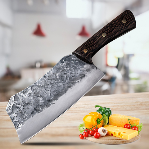 7,5 pulgadas tradicional hecho a mano forjada cuchillo Chef chino cocina cortar hueso cuchillo de carnicero verduras cuchillo de corte de acero inoxidable ► Foto 1/6