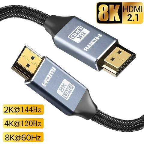 8K compatible con HDMI Cable de 8K @ 60Hz 4K @ 120Hz compatible con HDMI Splitter extender Cable Dolby para PS5 PS4 HD TV Cable de Audio y Video ► Foto 1/6