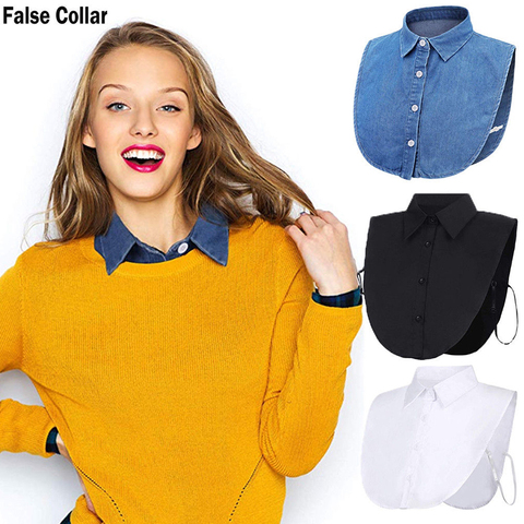 Camisa con solapa falsa para mujer, camisa desmontable con cuello extraíble, Unisex, accesorios de decoración para el cuello ► Foto 1/6