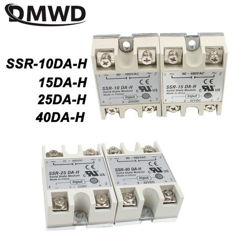 Relé de estado sólido SSR-10DA-H 10A, relé de 3-32V CC-90-480V CA SSR 10DA 15DA 25DA 40DAH, regulador de resistencia de estado sólido ► Foto 1/5