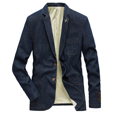 Nueva moda Denim chaqueta trajes de hombre Collar de abrigo hombre marca de ropa de Otoño de primavera traje Blazer para hombres Jean chaquetas MY189 ► Foto 1/6