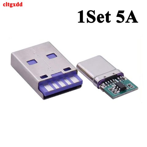 1 juego rápido de carga tipo-C USB 65W 5A conector macho de soldadura con 5Pin PCB + tipo de un hombre 6 Pin USB de datos OTG carga KIT de bricolaje ► Foto 1/1