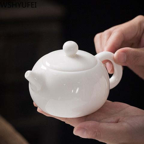 Chino hecho a mano tetera blanca de porcelana blanco marfil té olla cerámica taza Infusor de taza de té Pu'er Oolong té filtro ► Foto 1/6