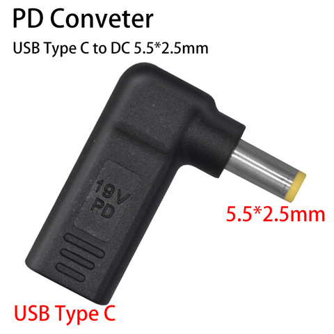 Convertidor USB tipo C hembra a CC 5,5*2,5mm 5525 macho decodificador PD enchufe de Spoof Jack portátiles adaptador de corriente de cabeza de carga rápida ► Foto 1/1