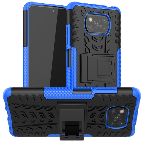 Para Xiaomi Poco X3 Funda Anti-knock Bumper Heavy Duty Armor Stand Contraportada Poco X3 NFC Funda de silicona para teléfono Poco X3 NFC ► Foto 1/6