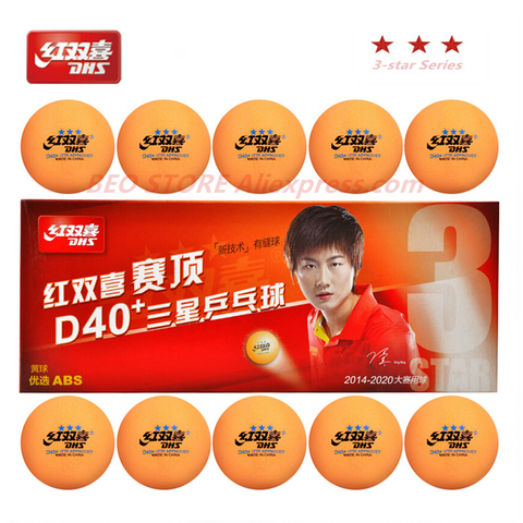 DHS 2022 nuevo 3 estrellas d40 + pelotas de tenis de mesa naranja 3 estrellas bolas de plástico de polietileno de ping pong ► Foto 1/6