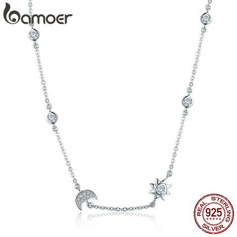 11,11 ventas 925 Plata brillante luna y estrella exquisitos collares colgantes para mujeres 925 joyería de plata regalo SCN272 ► Foto 1/6