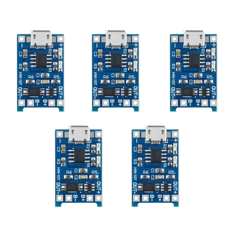 Tarjeta de carga de batería de litio 5 uds. 5V 1A Micro USB 18650 módulo + funciones duales de protección TP4056 ► Foto 1/6