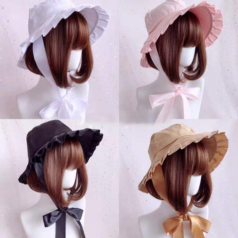 Gorro de pescador con volantes para mujer, gorro de pescador con volantes, estilo lolita ► Foto 1/6