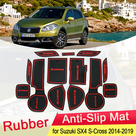 Para Suzuki SX4 S-Cruz 2014 ~ 2022 de goma de Anti-deslizamiento puerta Mat taza de ranura de la puerta cojín Montaña Rusa accesorios 2015, 2016, 2017, 2022 ► Foto 1/6