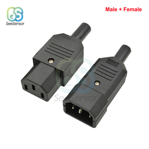 1set hembra + macho IEC recto conector de Cable enchufe C13 C14 Rewirable conector de alimentación 3 pin AC hembra 10A 250V ► Foto 1/6