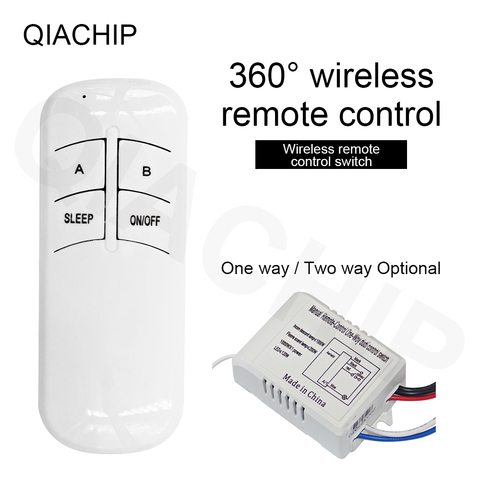 QIACHIP-Interruptor de mando inalámbrico de radiofrecuencia para lámpara de luz LED, 2 vías, CA de 220V, interruptor de Control de Panel de ventilador de techo, encendido/apagado ► Foto 1/6