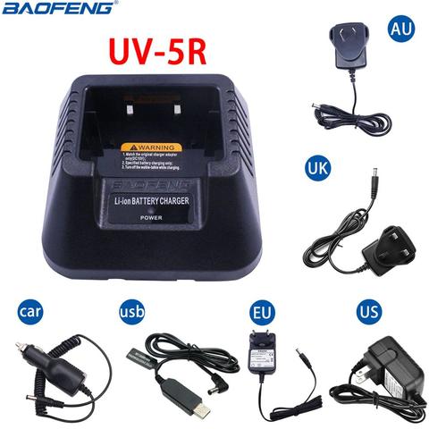 De Baofeng UV-5R de EU/US/UK/AU/USB/cargador de batería de coche para $TERM impacto Baofeng UV-5R DM-5R Plus portátil Walkie Talkie UV 5R UV5R Radio de dos vías ► Foto 1/6