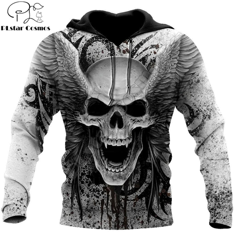 Crazy Skull con alas de ángel para hombre y mujer, Sudadera con capucha de lujo completamente estampado 3D, jersey con cremallera, chaqueta informal, chándal, DW0280 ► Foto 1/6